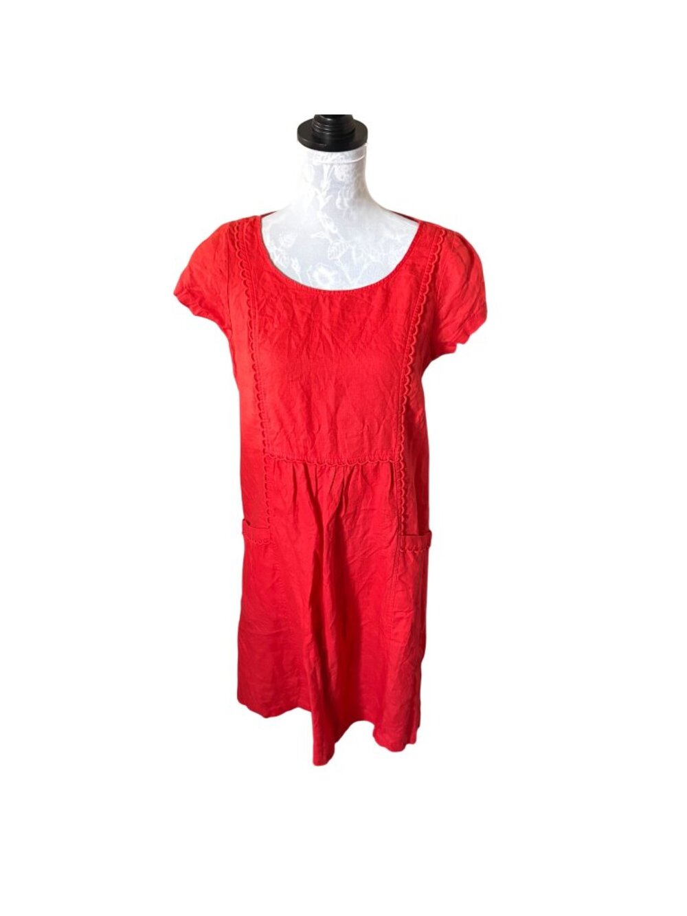 BODEN Linen Dress Womens Orange Red Sleeveless Size 6 Regular